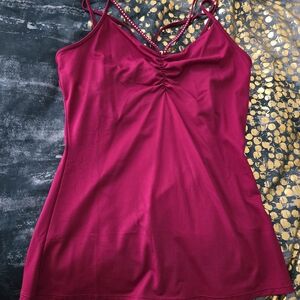 Boston Proper Magenta Double-Strap V-Neck Cami